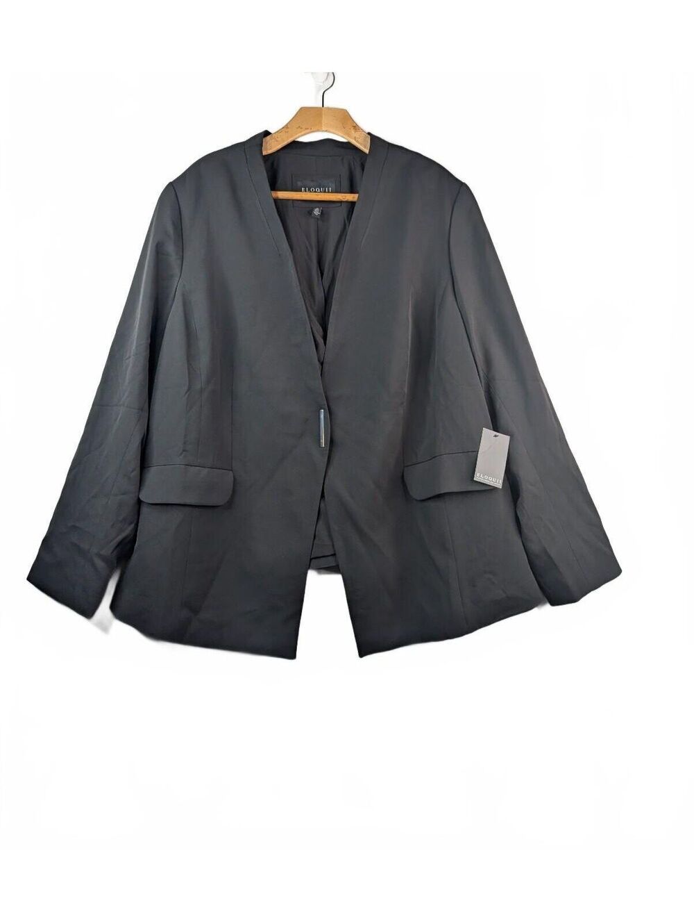 NWT Eloquii Black Collarless Plus Size Blazer Size 28